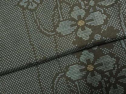 平和屋着物●本場大島紬　カタス7マルキ　草花文　正絹　逸品　AABJ4225fy