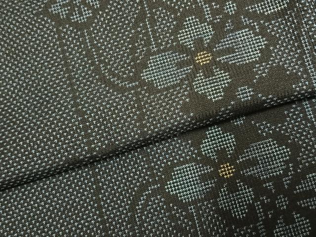 平和屋着物●本場大島紬　カタス7マルキ　草花文　正絹　逸品　AABJ4225fy