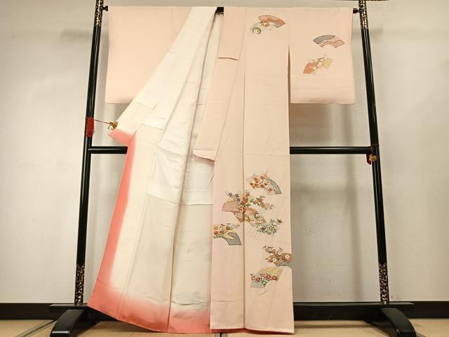 平和屋着物●創業460年・千總　訪問着　地紙花文　金彩　反端付き　正絹　逸品　AABJ4228fy