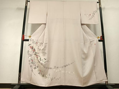 平和屋着物●本加賀友禅作家　金丸充夫　訪問着　枝花文　正絹　逸品　AABJ4230fy