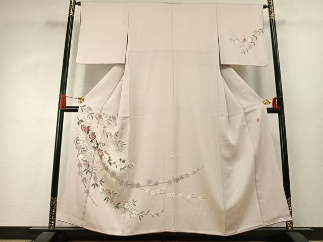平和屋着物●本加賀友禅作家　金丸充夫　訪問着　枝花文　正絹　逸品　AABJ4230fy