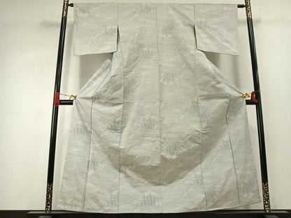 平和屋着物▼本場大島紬　白大島　カタス9マルキ　風景文　正絹　逸品　未使用　AABJ4231fy