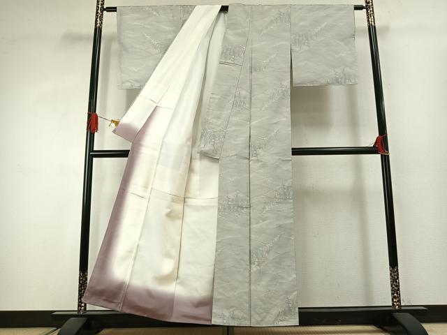 平和屋着物▼本場大島紬　白大島　カタス9マルキ　風景文　正絹　逸品　未使用　AABJ4231fy