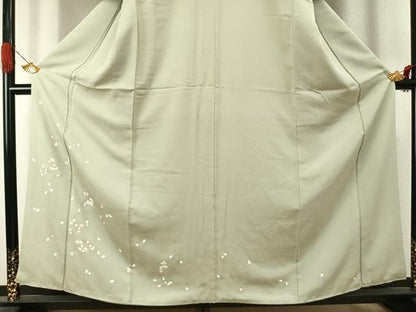 平和屋着物●訪問着　駒刺繍　舞桜文　金彩　正絹　逸品　AABJ4232fy
