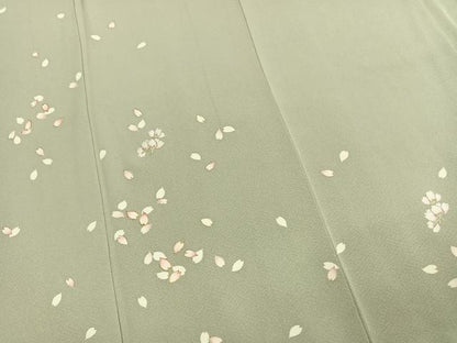 平和屋着物●訪問着　駒刺繍　舞桜文　金彩　正絹　逸品　AABJ4232fy