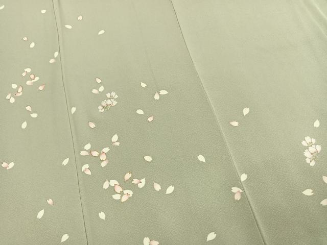 平和屋着物●訪問着　駒刺繍　舞桜文　金彩　正絹　逸品　AABJ4232fy
