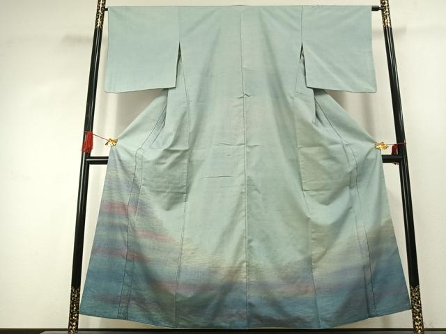 平和屋着物●訪問着　紬地　霞文　金彩　正絹　逸品　AABJ4233fy