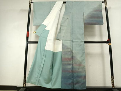 平和屋着物●訪問着　紬地　霞文　金彩　正絹　逸品　AABJ4233fy