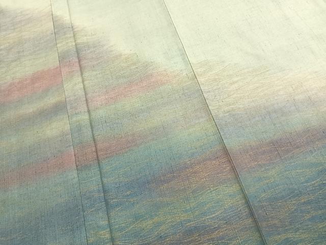 平和屋着物●訪問着　紬地　霞文　金彩　正絹　逸品　AABJ4233fy