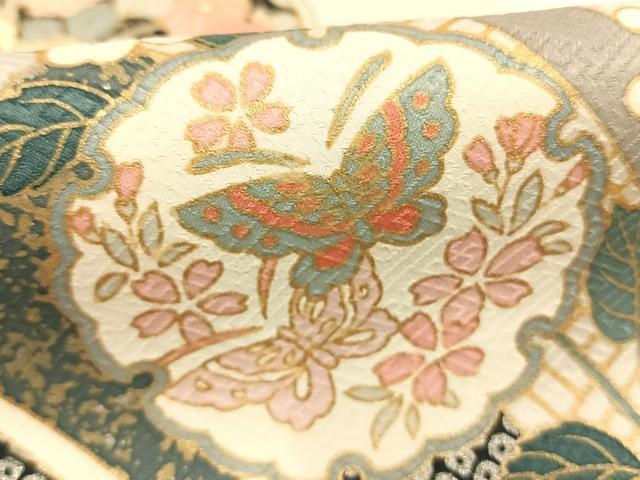 平和屋着物●訪問着　雪輪花蝶文　金銀彩　正絹　逸品　AABJ4234fy