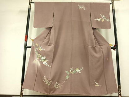 平和屋着物●訪問着　友禅　作家物　草花文　暈し染め　正絹　逸品　未使用　AABJ4235fy
