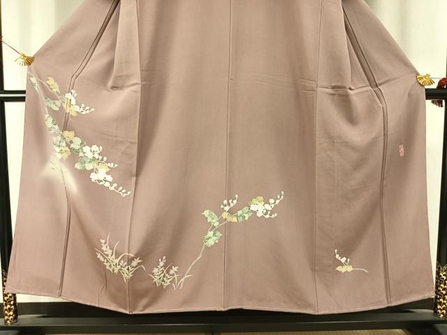 平和屋着物●訪問着　友禅　作家物　草花文　暈し染め　正絹　逸品　未使用　AABJ4235fy