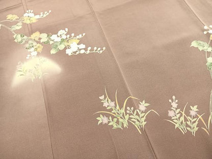 平和屋着物●訪問着　友禅　作家物　草花文　暈し染め　正絹　逸品　未使用　AABJ4235fy