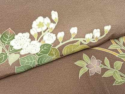 平和屋着物●訪問着　友禅　作家物　草花文　暈し染め　正絹　逸品　未使用　AABJ4235fy