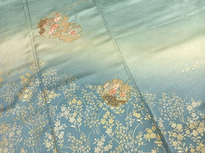 平和屋着物●訪問着　中国三大刺繍　汕頭刺繍　スワトウ刺繍　雪輪花文　暈し染め　金糸　金彩　正絹　逸品　AABJ4236fy