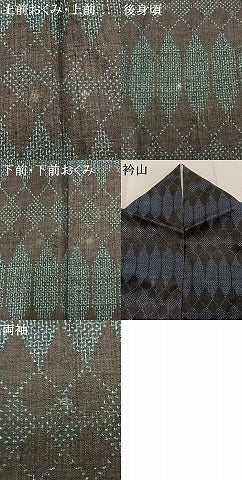 平和屋着物●結城紬　100亀甲　亀甲文様　正絹　逸品　AABJ4237fy