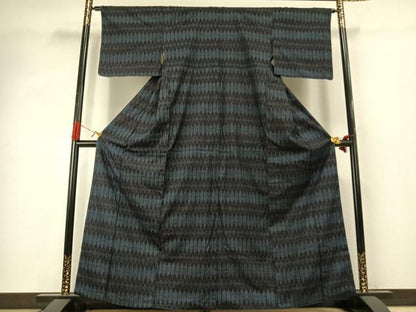 平和屋着物●結城紬　100亀甲　亀甲文様　正絹　逸品　AABJ4237fy