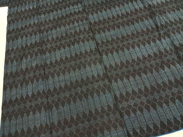 平和屋着物●結城紬　100亀甲　亀甲文様　正絹　逸品　AABJ4237fy