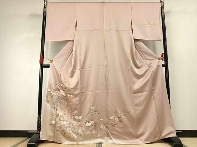 平和屋着物●訪問着　枝花文　暈し染め　金彩　正絹　逸品　AABJ4239fy