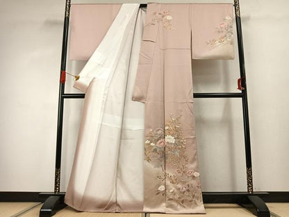 平和屋着物●訪問着　枝花文　暈し染め　金彩　正絹　逸品　AABJ4239fy