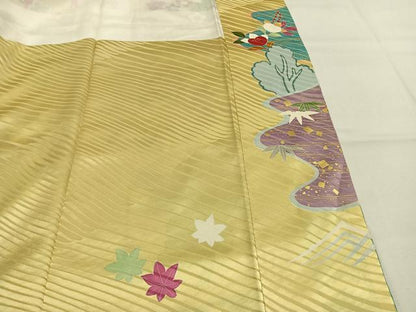 平和屋着物●豪華振袖　駒刺繍　花鳥文　暈し染め　金糸　金彩　正絹　逸品　AABJ4241fy