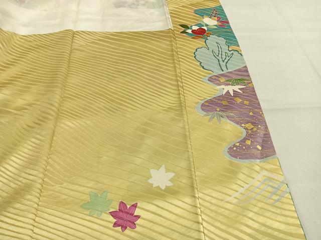 平和屋着物●豪華振袖　駒刺繍　花鳥文　暈し染め　金糸　金彩　正絹　逸品　AABJ4241fy