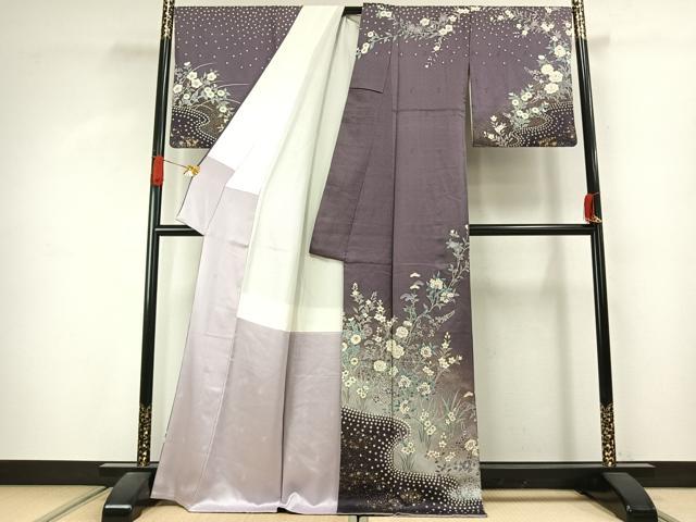 平和屋着物●訪問着　草花文　暈し染め　金彩　正絹　逸品　AABJ4242fy