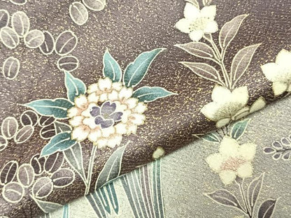 平和屋着物●訪問着　草花文　暈し染め　金彩　正絹　逸品　AABJ4242fy