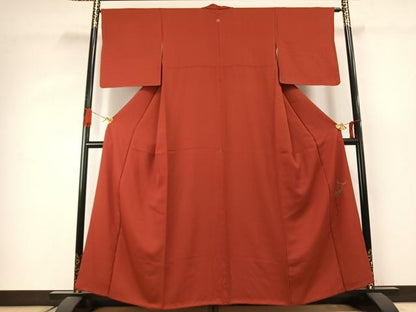 平和屋着物●染色作家　斉藤三才　色無地　紅海老茶色　正絹　逸品　AABJ4243fy