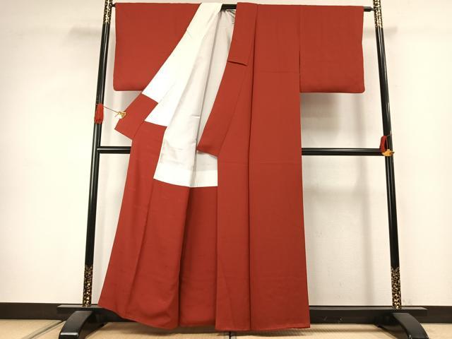 平和屋着物●染色作家　斉藤三才　色無地　紅海老茶色　正絹　逸品　AABJ4243fy