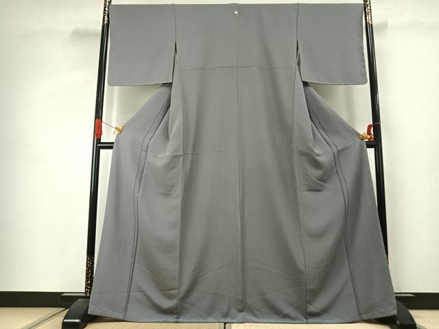 平和屋着物●上質な色無地　灰青色　正絹　逸品　未使用　AABJ4244fy