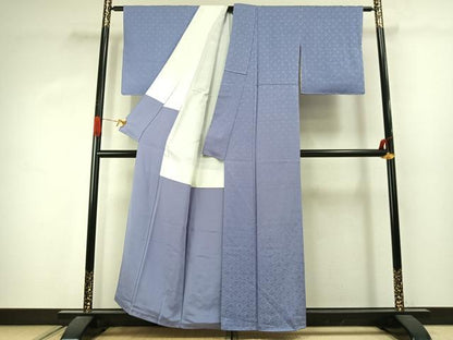 平和屋着物●上質な色無地　唐草花地紋　淡藤色　正絹　逸品　AABJ4246fy