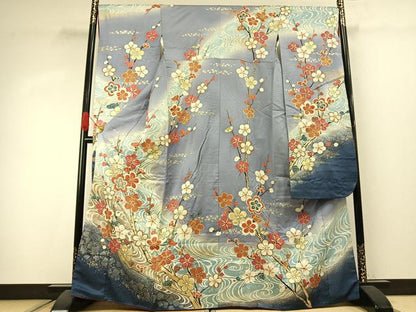 平和屋着物●豪華振袖　絞り　枝梅文　暈し染め　金銀彩　正絹　逸品　AABJ4248fy