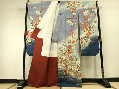 平和屋着物●豪華振袖　絞り　枝梅文　暈し染め　金銀彩　正絹　逸品　AABJ4248fy