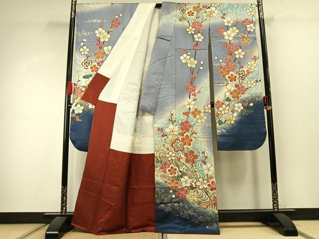 平和屋着物●豪華振袖　絞り　枝梅文　暈し染め　金銀彩　正絹　逸品　AABJ4248fy