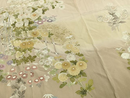 平和屋着物●訪問着　駒刺繍　草花文　暈し染め　金彩　仮絵羽　正絹　逸品　未使用　AABJ4255fy