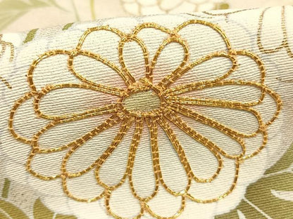 平和屋着物●訪問着　駒刺繍　草花文　暈し染め　金彩　仮絵羽　正絹　逸品　未使用　AABJ4255fy