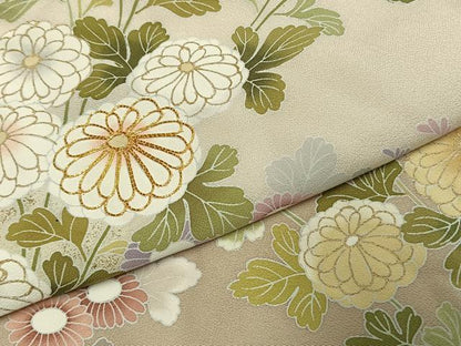 平和屋着物●訪問着　駒刺繍　草花文　暈し染め　金彩　仮絵羽　正絹　逸品　未使用　AABJ4255fy