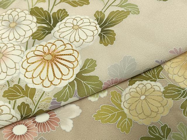 平和屋着物●訪問着　駒刺繍　草花文　暈し染め　金彩　仮絵羽　正絹　逸品　未使用　AABJ4255fy