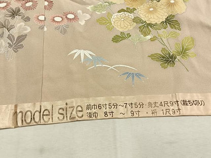 平和屋着物●訪問着　駒刺繍　草花文　暈し染め　金彩　仮絵羽　正絹　逸品　未使用　AABJ4255fy