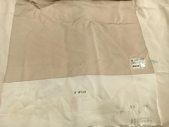 平和屋着物●訪問着　駒刺繍　草花文　暈し染め　金彩　仮絵羽　正絹　逸品　未使用　AABJ4255fy