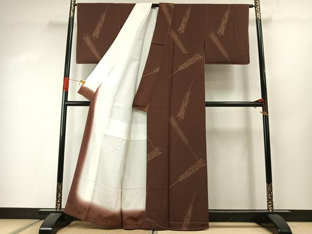 平和屋着物●上質な小紋　矢羽文　丹後ちりめん　反端付き　正絹　逸品　未使用　AABJ4257fy