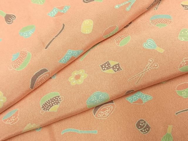 平和屋着物●長襦袢　無双仕立て　茶道具　半衿刺繍　正絹　逸品　未使用　AABJ4258fy