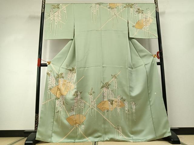 平和屋着物●訪問着　作家物　地紙花文　金彩　正絹　逸品　AABJ4260fy