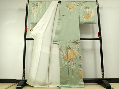 平和屋着物●訪問着　作家物　地紙花文　金彩　正絹　逸品　AABJ4260fy