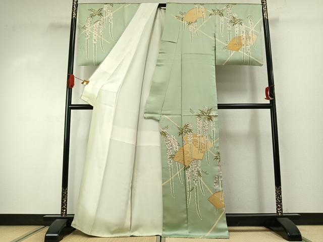 平和屋着物●訪問着　作家物　地紙花文　金彩　正絹　逸品　AABJ4260fy