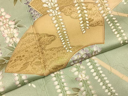 平和屋着物●訪問着　作家物　地紙花文　金彩　正絹　逸品　AABJ4260fy