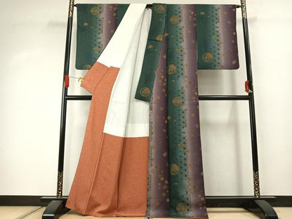 平和屋着物●上質な小紋　草花文　暈し染め　正絹　逸品　AABJ4261fy