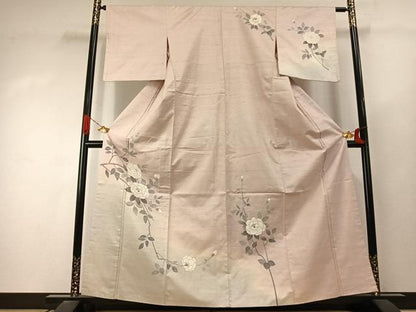 平和屋着物●訪問着　紬地　枝花文　金彩　正絹　逸品　AABJ4262fy