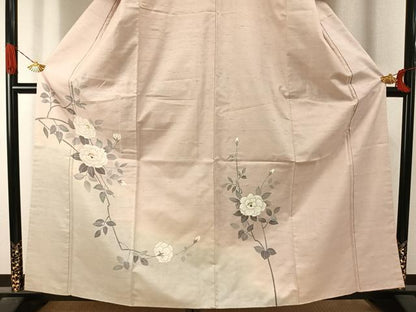 平和屋着物●訪問着　紬地　枝花文　金彩　正絹　逸品　AABJ4262fy